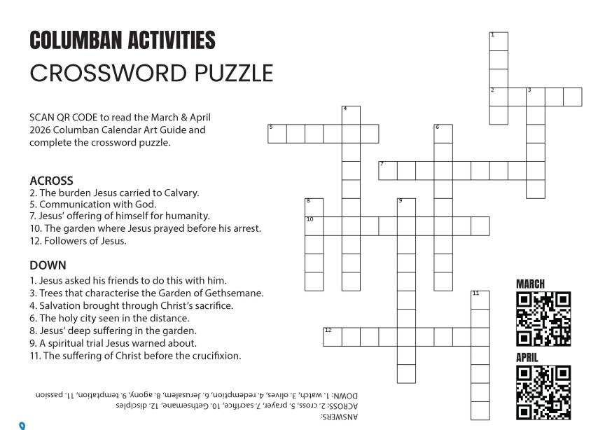Columban Activities - Crossword Puzzle