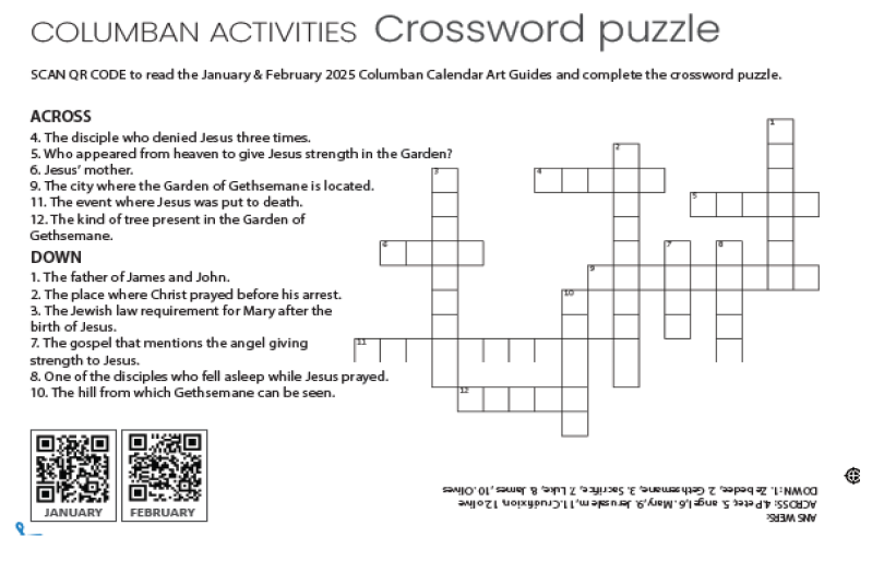 Columban Activities - Crossword Puzzle