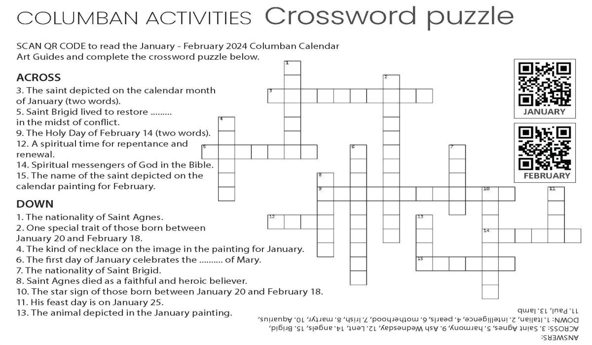 Columban Activities - Crossword Puzzle