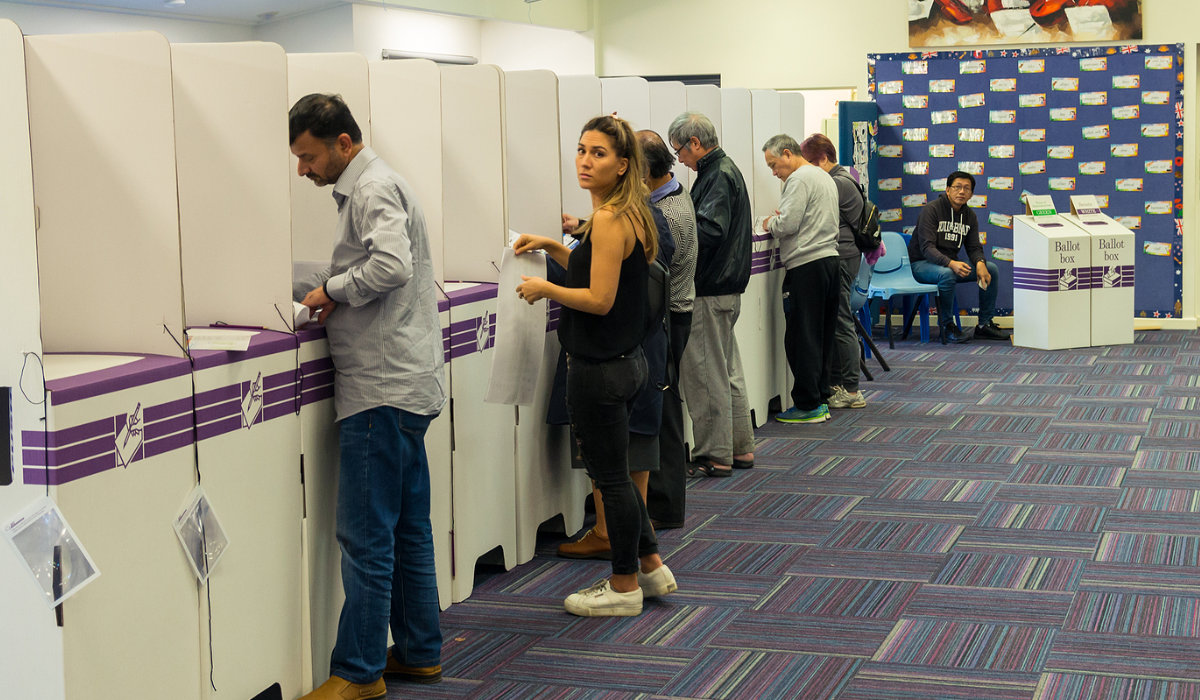 Voters at an Australian polling booth. Photo: bigstockphoto.com/NilsV