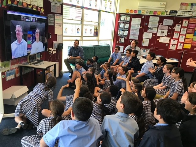 Winning students chat with Columban Fr Kevin O'Neill and Sr Caroline Vaitkunas - Photo: Ajesh Abraham