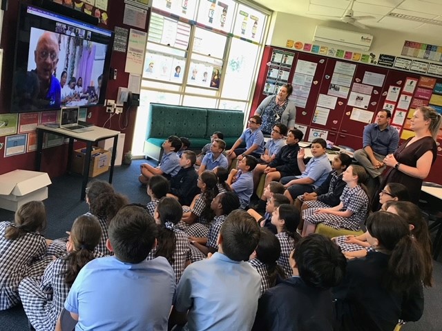 Winning students chat with Columban Fr Vincent Busch in the Philippines - Photo: Ajesh Abraham