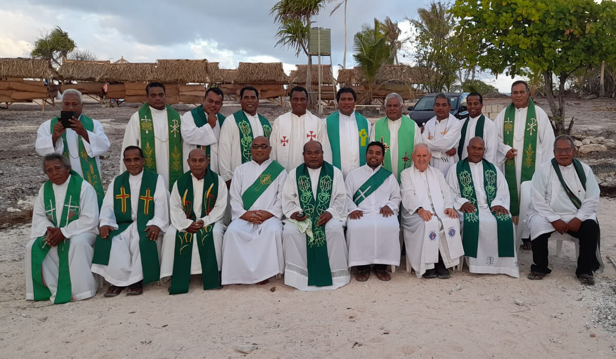 Fr Donal McIlraith with priests of Kiribati