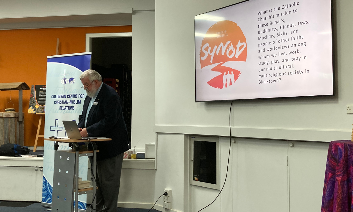Fr Patrick McInerney speaking at the Synod Interfaith Consultation - Photo: Fr Patrick McInerney