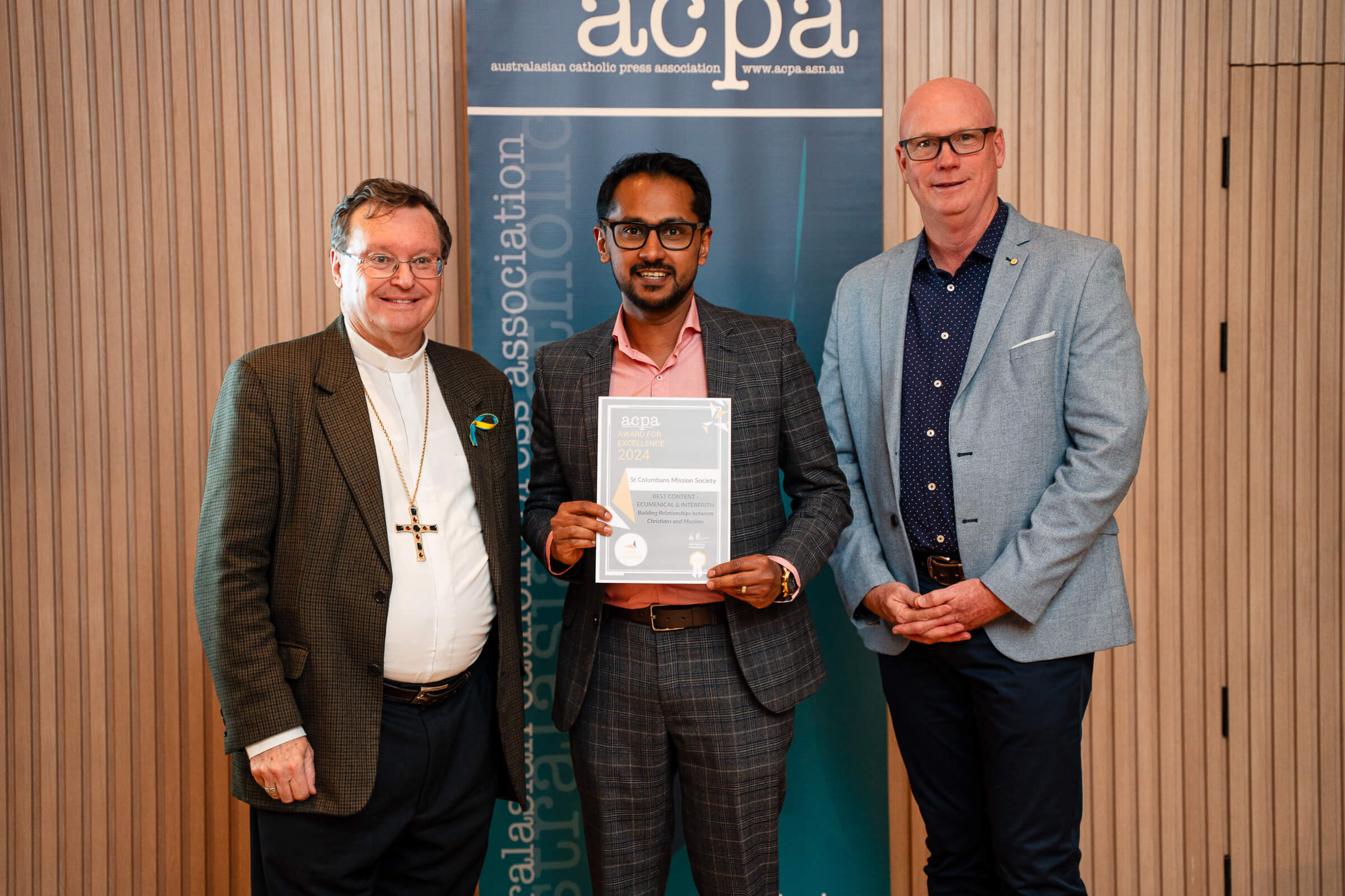 Ajesh Abraham, Web and Social Content Publisher at the Columban Mission Centre has collected the awards on behalf of St Columbans Mission Society. Photo: Ryan Maclandag/ACBC