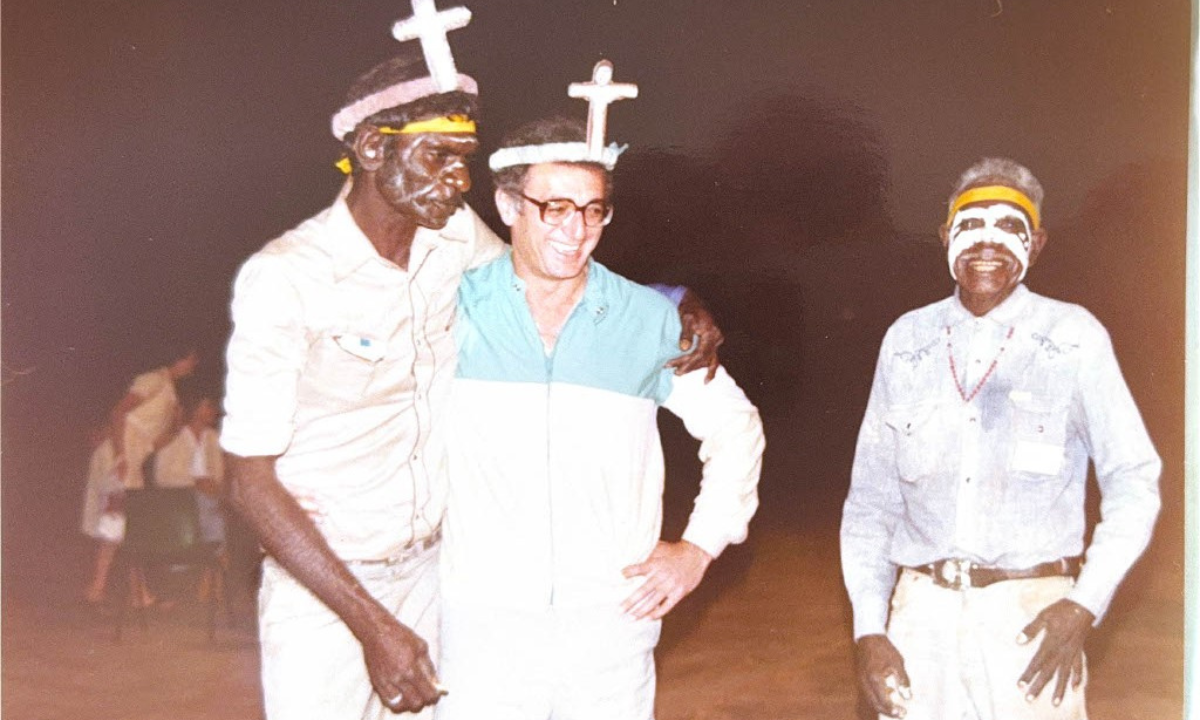 Fr Warren Kinne with First Nations Peoples - Photo: Fr Warren Kinne