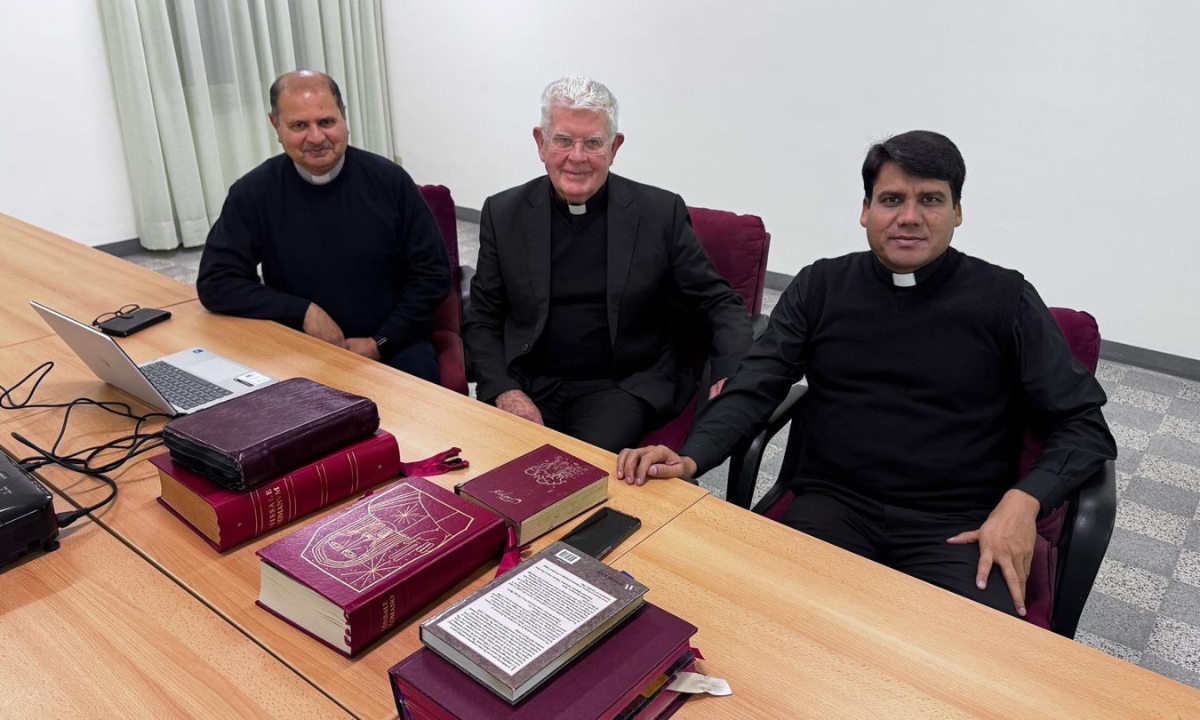 Members of the final “corps” of translators - Fr Jamshed Albert OP socius/General Councillor of the Dominican Master General, Fr Robert McCulloch SSC, Fr Gulshan Barkat OMI doctoral student in Church history  - Photo: Fr Robert McCulloch