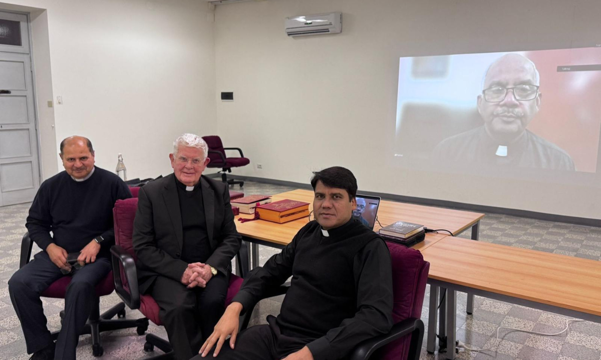 Members of the final “corps” of translators are Fr Jamshed Albert OP socius/General Councillor of the Dominican Master General, Fr Robert McCulloch SSC, Fr Gulshan Barkat OMI doctoral student in Church history and Fr Raphael Mengha OP Director of the Pastoral Institute Multan, Pakistan (zoom). - Photo: Fr Robert McCulloch