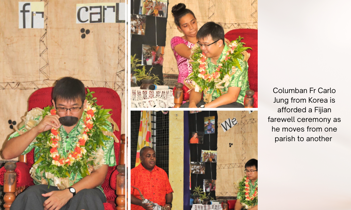 Columban Fr Carlo Jung from Korea is afforded a Fijian farewell ceremony as he moves from one parish to another  - Photo: Fr Carlo Jung