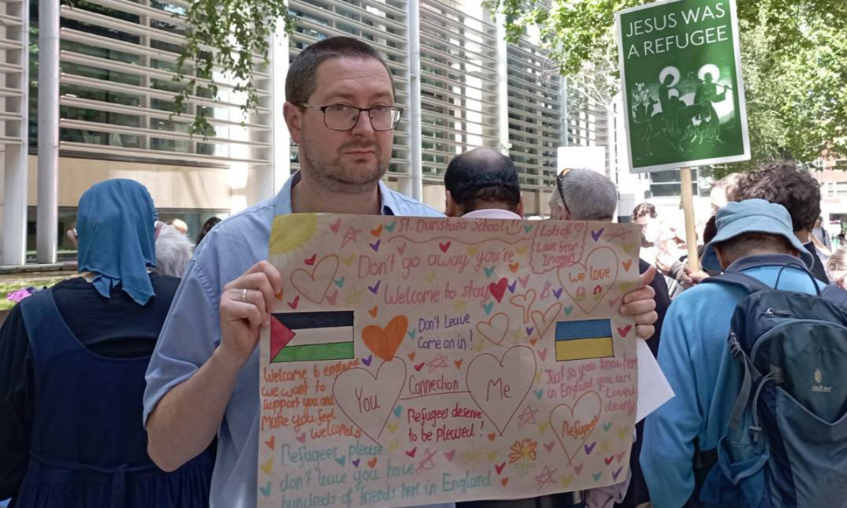 Columban JPIC Coordinator in Britain – Mr James Trewby attends a Refugee Vigil in London - Photo: Ellen Teague