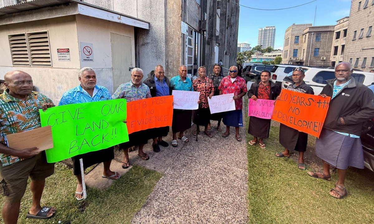 Vatulele landowners protesting in Fiji’s capital of Suva - Photo source: Fiji Sun Facebook page