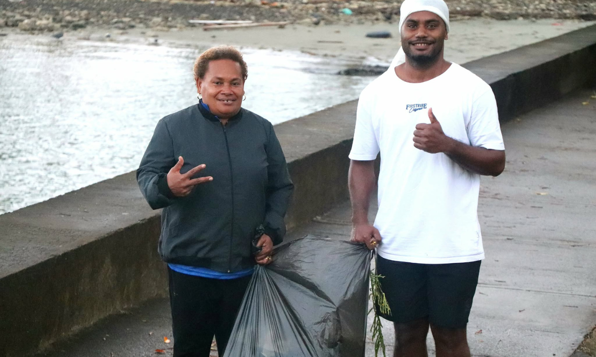 Participants at a recent beach clean up at the Nasese foreshore (Columban Mission Society)