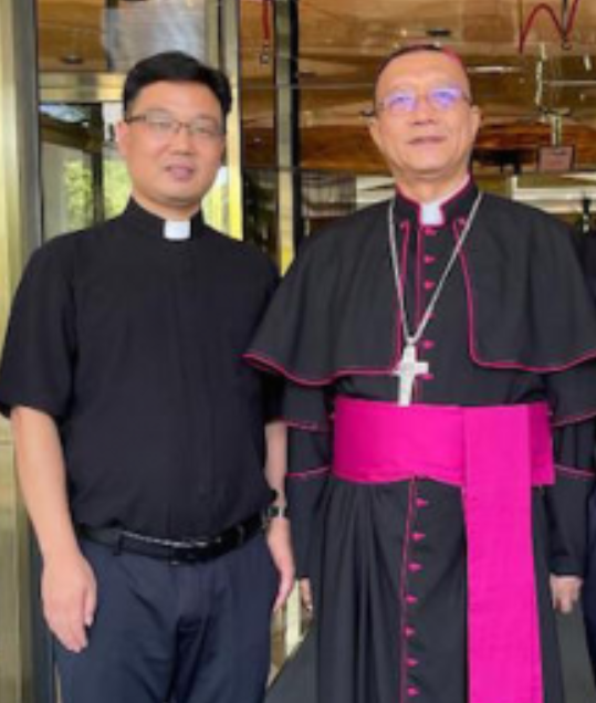 Fr Ignatius Cao Junliang and Bishop Cui Qingqi. Photo: www.indcatholicnews.com