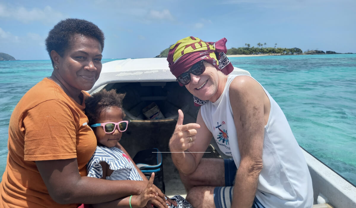 On the boat to the mother-and-baby clinic in Yasawa