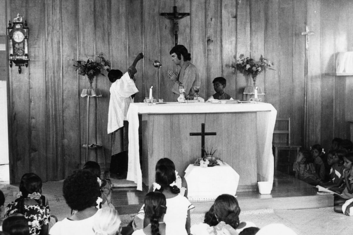 A young Fr Frank celebrating mass. Photo: Fr Frank Hoare