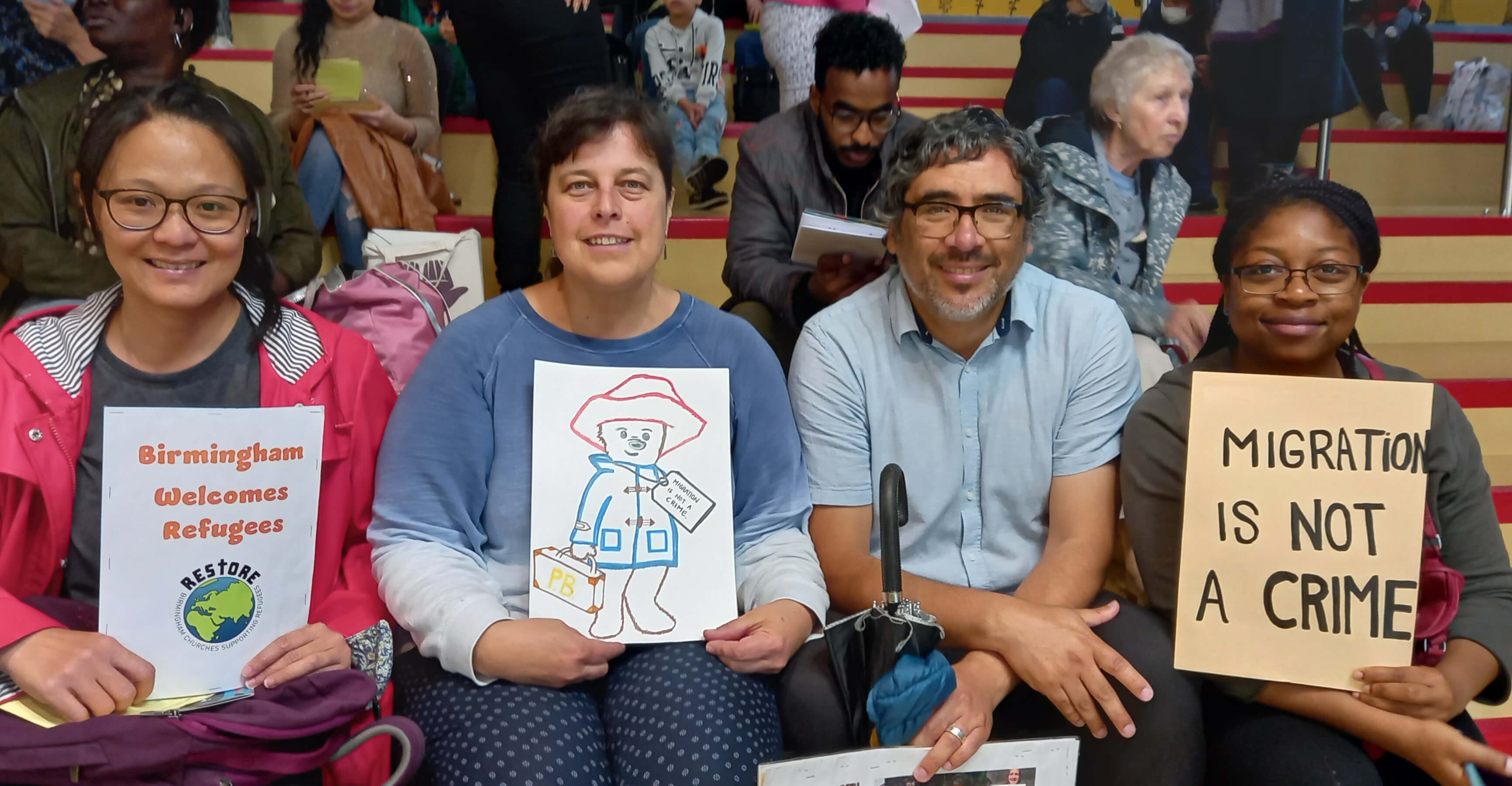 Nathalie Marytsch (second from left) with her husband Mauricio Silva, former LM Sophia Ting  (left) and Faith in Action Volunteer Toby Oyedele.