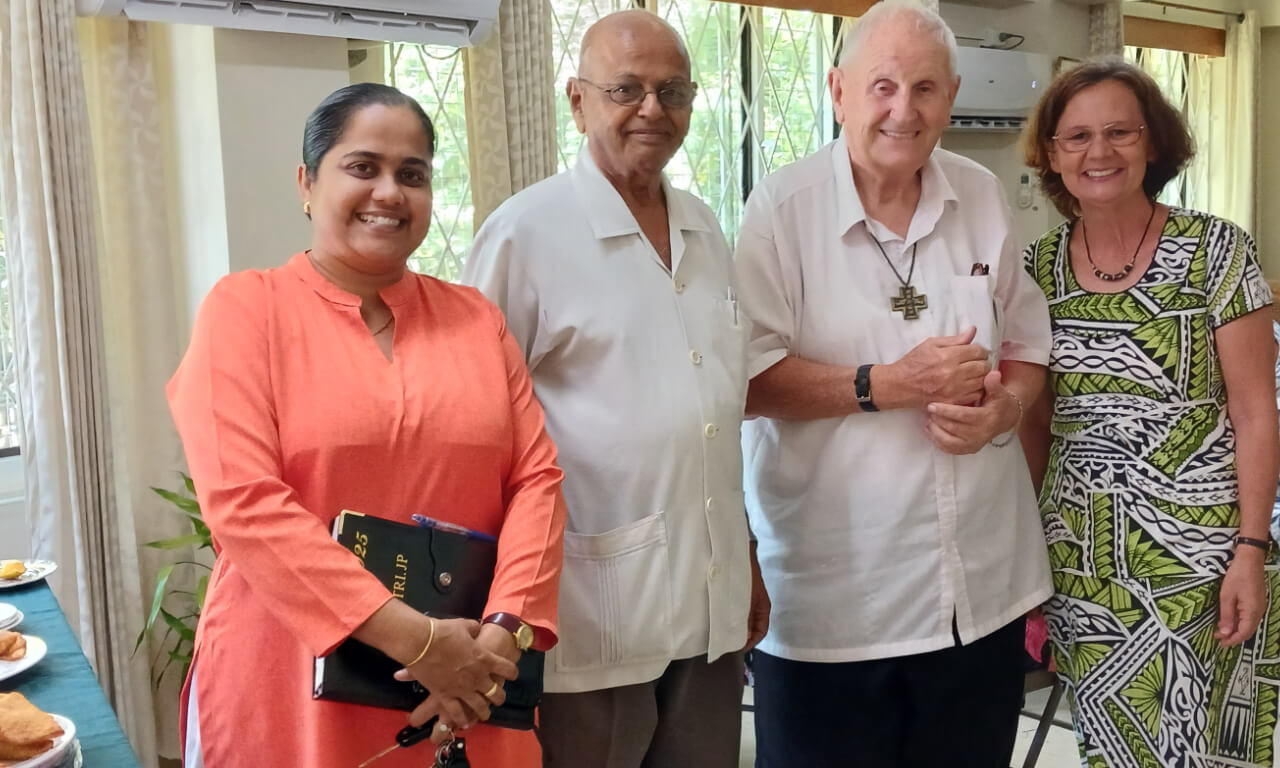 From left: Religious leaders from Arya Pratinidhi Sabha with Fr Donal McIlraith and Lourdes Rank.