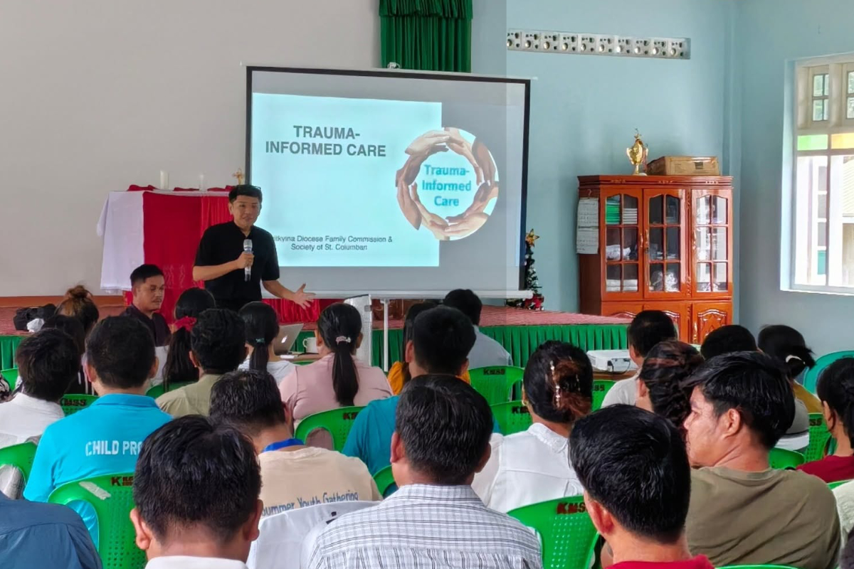 Columban Fr. Jehoon Augustine Lee speaking at seminar on 'Trauma-Informed Care' in Myitkyina Diocese. Photo: facebook/Columban Missionaries in Myanmar