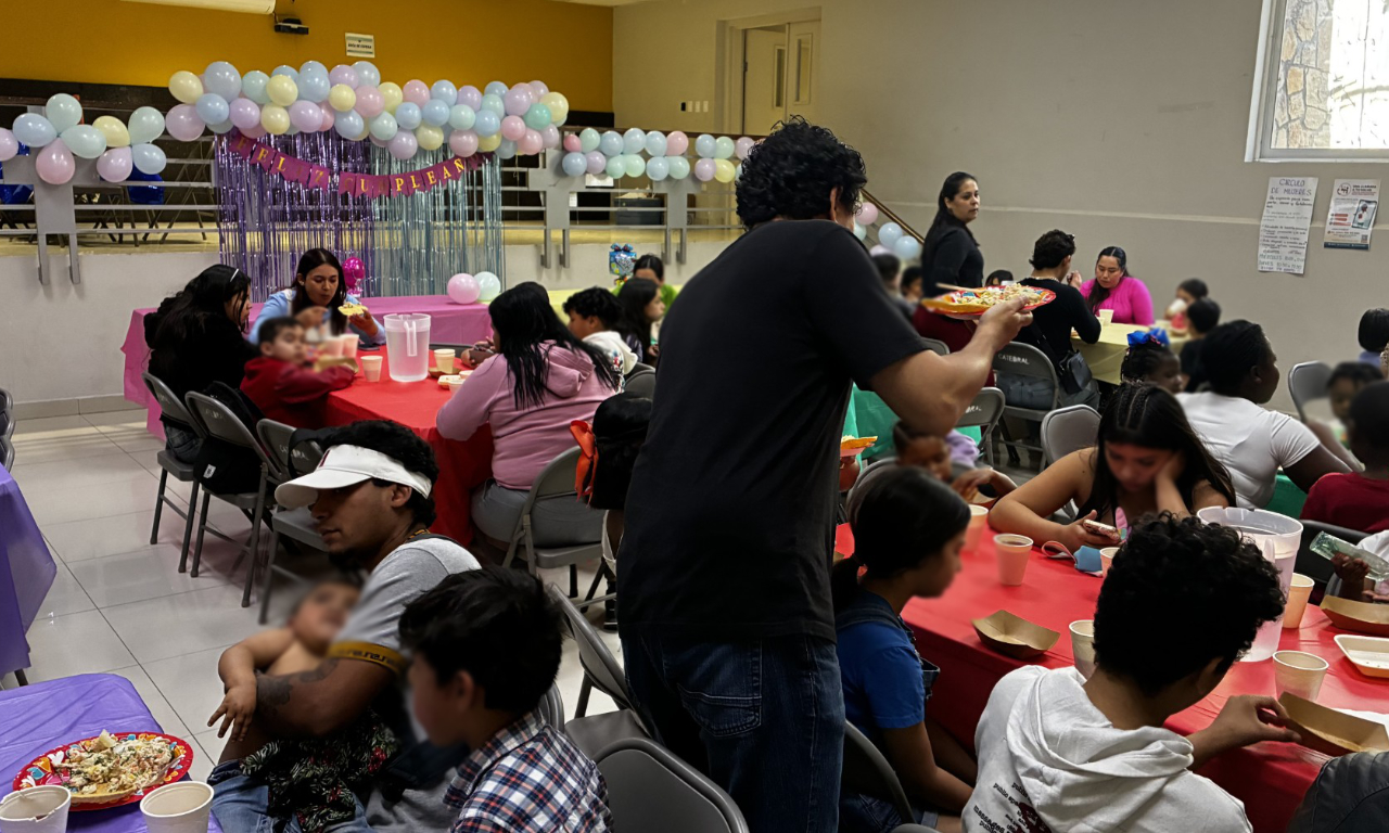Birthday celebration at the Columban Border Ministry in the basement of the cathedral in Ciudad Juarez. Photo: Fr Alvaro Martinez