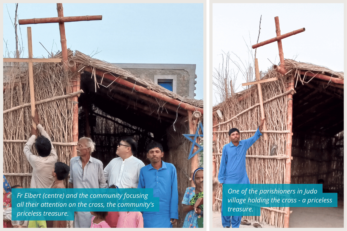 Fr Elbert (back row second from right) with the community standing outside their newly built chapel - a space for prayer and a representation of hope. Photo: Fr Elbert Balbastro