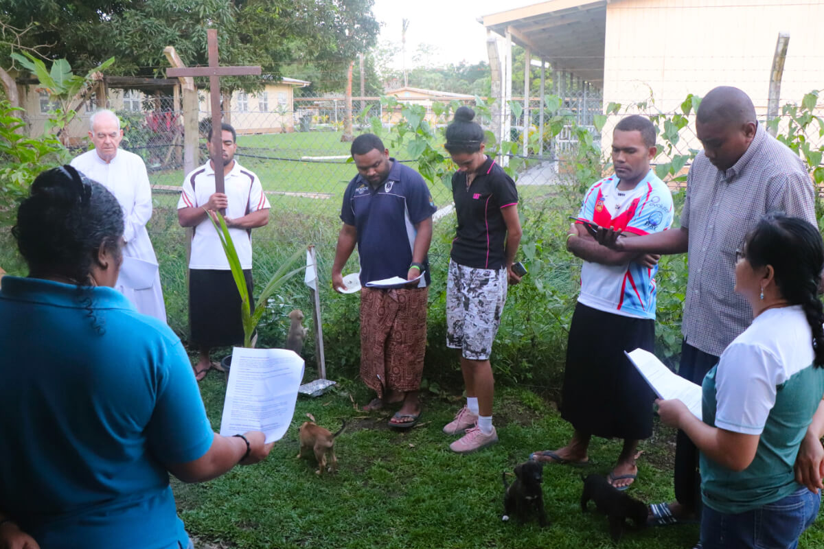 Columban Priests and Lay Missionaries participate in an Ecological Stations of the Cross. Photo: St Columbans Mission Society