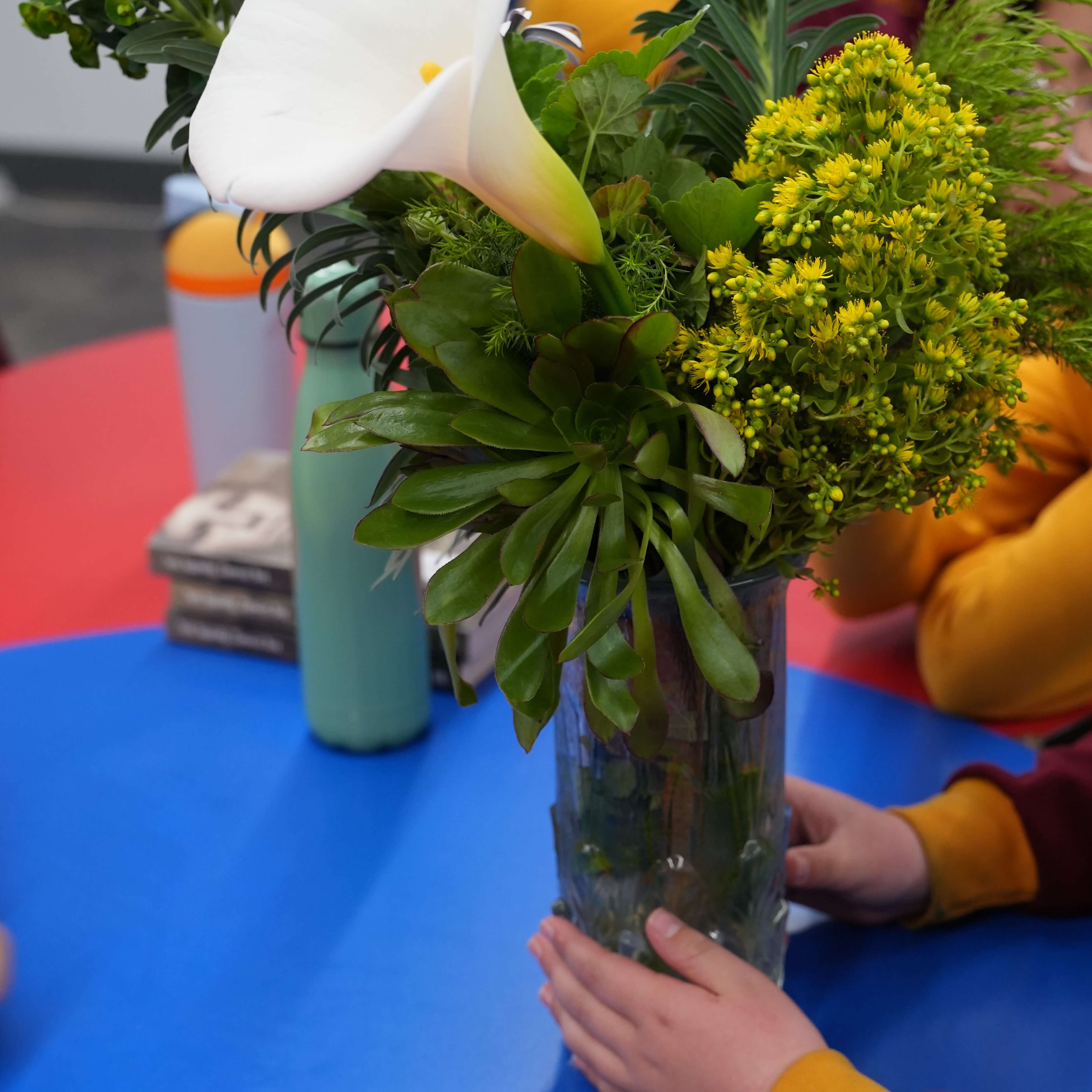 Grade five students were able to reflect on creation through flowers and plant life brought with the team from the Columban gardens in Essendon. Photo: St Columbans Missions Society