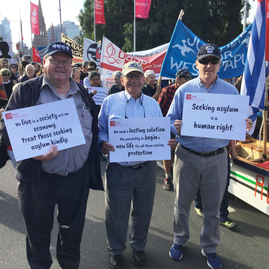 Columbans Frs George Hogarty, Ray Scanlon, Kevin and Peter O’Neill, and Columban employee Ryan Epondulan joined the Walk for Justice for Refugees organised by the Refugee Advocacy Network