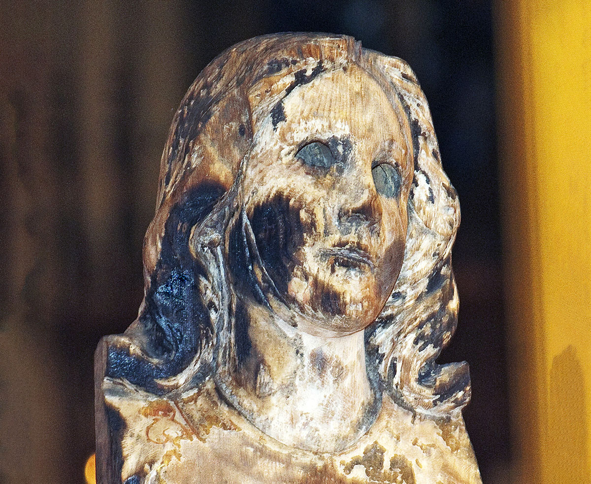 The charred statue of Our Lady was in Urukami Cathedral in Nagasaki when the bomb dropped. Photo: Fr Jim Mulroney SSC