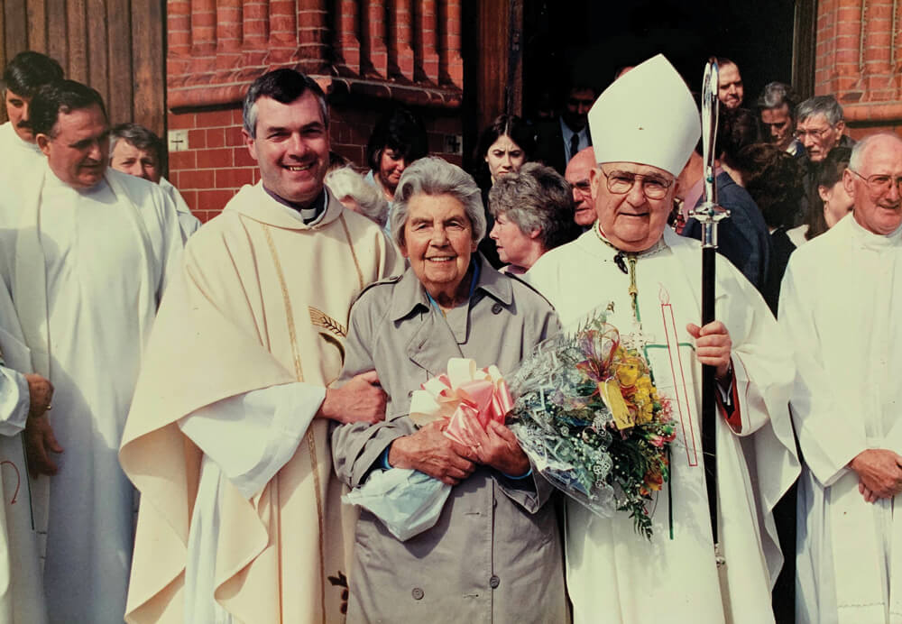 Fr John Boles (left) at his ordination on July 6, 1996 with his mum and Bishop John Boles (right). Photo: Fr John Boles SSC