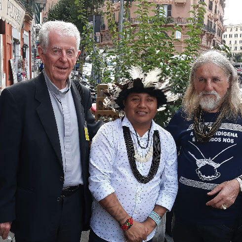 Columban Fr Peter Hughes (left) with some participants of the Synod. Photo: Amy Echeverria