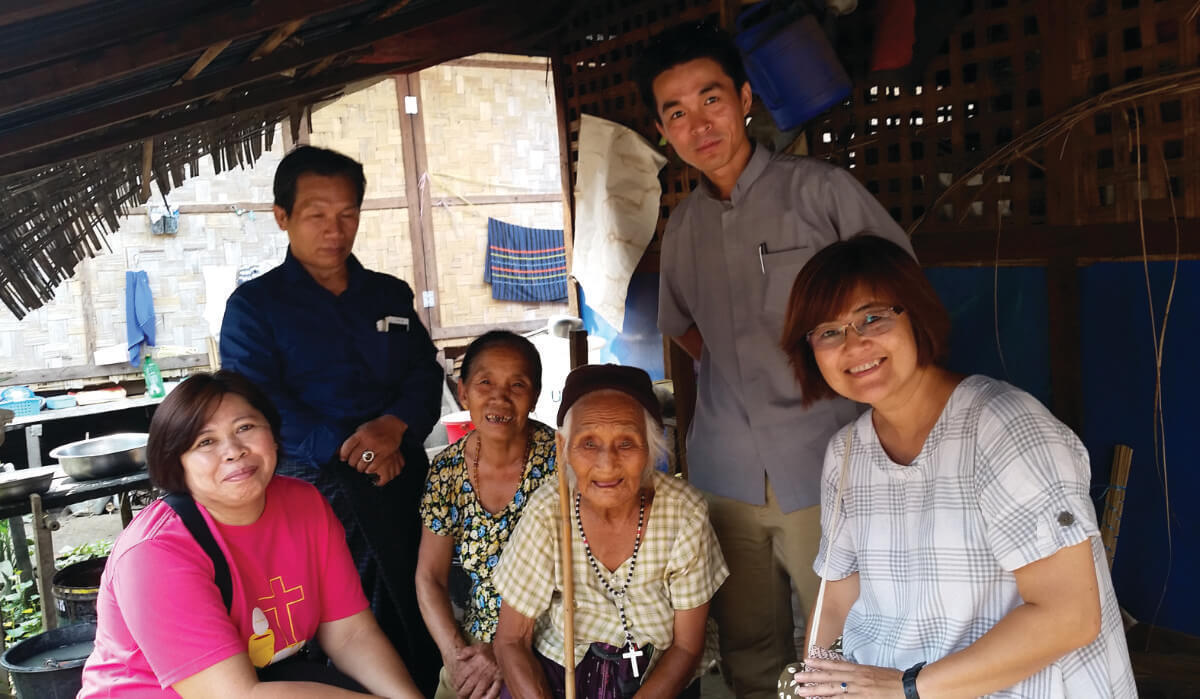 Columban Lay Missionaries, Lenette Toledo (left) & Catharina Son Seon-Young (right), at a camp for displaced persons in Myanmar. Photo: Amy Echeverria