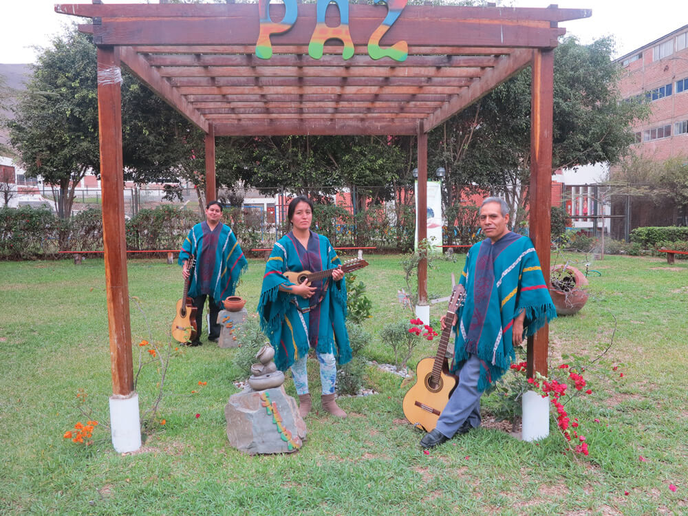 Columban Fr Gabriel Rojas (right) with  "Memorias" band member in Lima, Peru. Photo: Fr John Boles SSC
