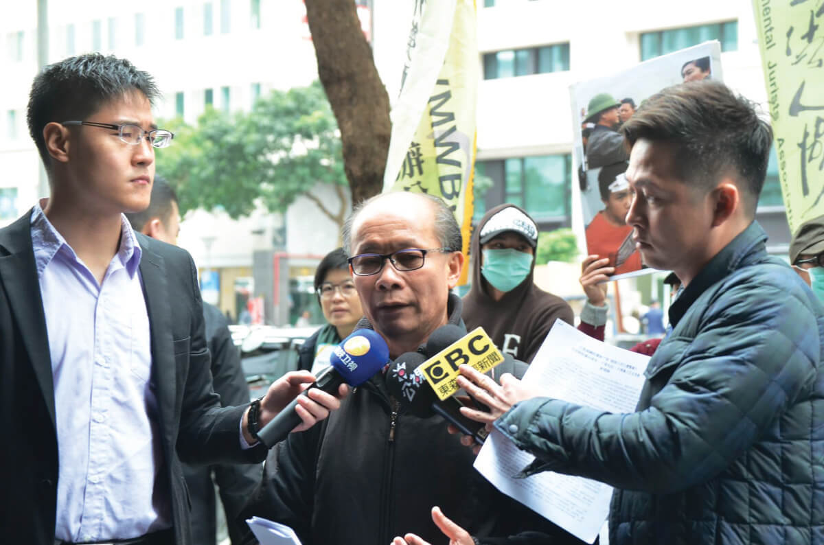 Columban Fr Peter Nguyen Van Hung speaking to the media during a protest in Taiwan. Photo: St Columbans Mission Society