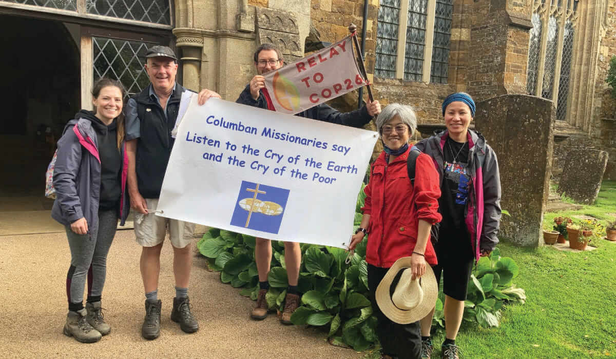 Columban Fr John Boles joins a group of young Christian activists walking  for climate justice. Photo: Fr John Boles SSC