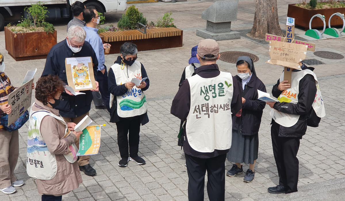 The Columban group marks one of the stations in its Way of the Cross. Photo: Fr Donal O'Keeffe SSC
