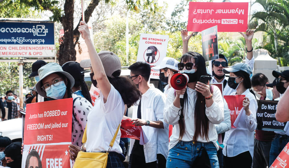 The military junta underestimated the resistance of the people to the coup. Photo: MgHla (aka) Htin Linn Aye, Protest in Myanmar against Military Coup 14-Feb-2021 14, CC BY-SA 4.0