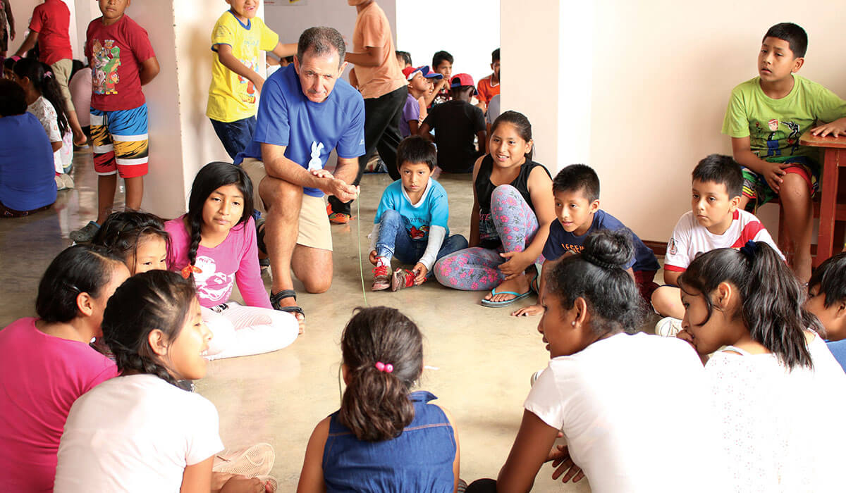 Columban Fr Tony Coney with the children at St Bernadette's Children's Centre. - Photo: Fr Tony Coney