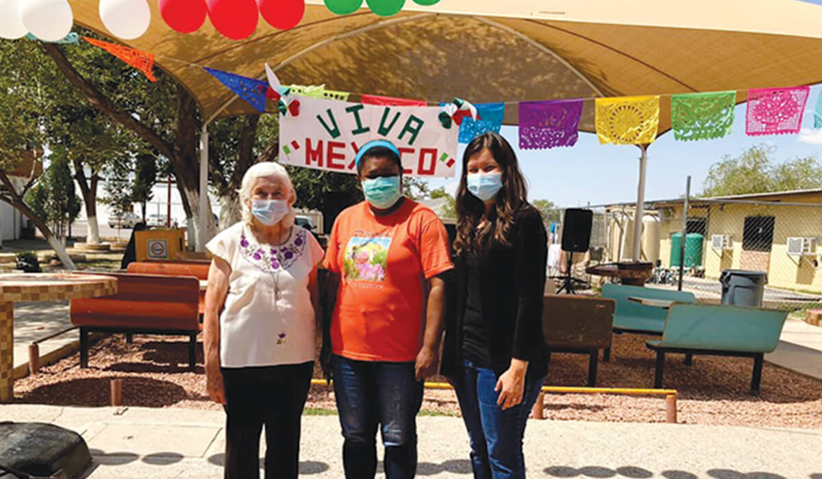 Sainiana (centre) with Sr Kathleen (left), a Columban Sister, at the Migrant Shelter in Juarez, Mexico. - Photo: Sainiana Tamatawale