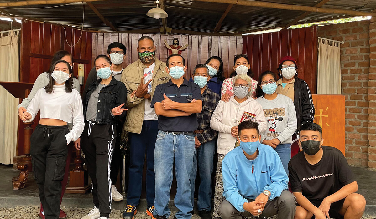 Columban Seminarian Iowane Naio (fifth from left) on mission in South America. Photo: Iowane Naio