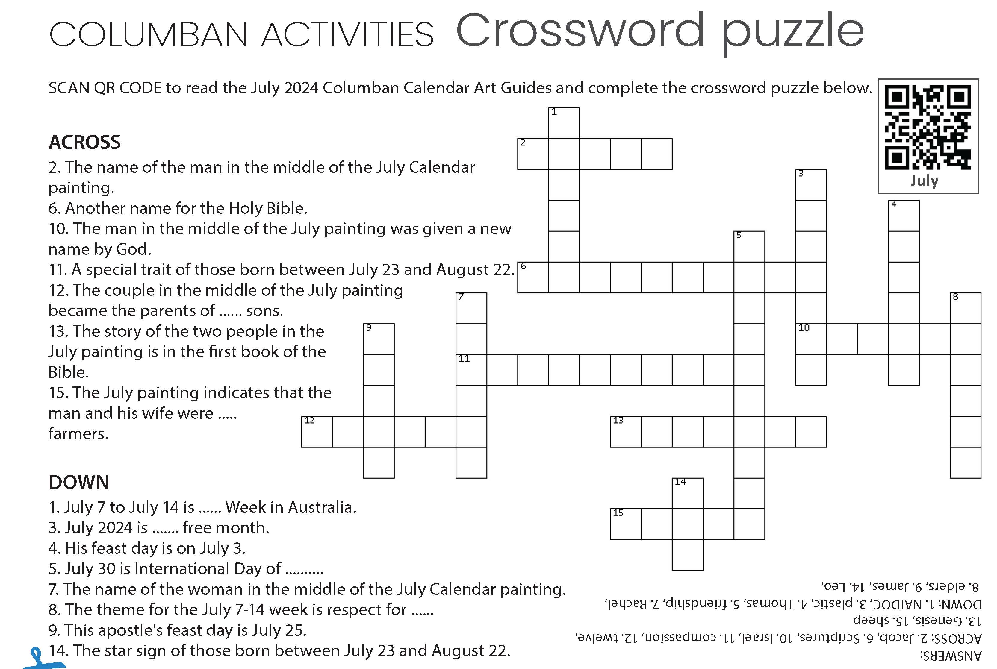 Columban Activities - Crossword Puzzle