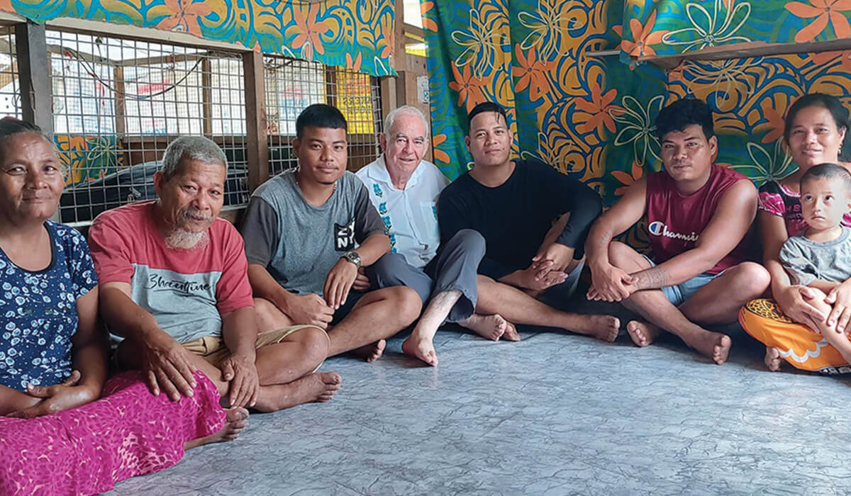 Columban Fr Frank Hoare during his visits to the families in Fiji. - Photo: Fr Frank Hoare