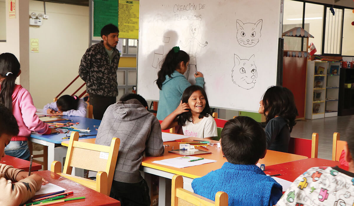 Children enjoying art class at Warmi Hausi. - Photo: Fr Ed O'Connell