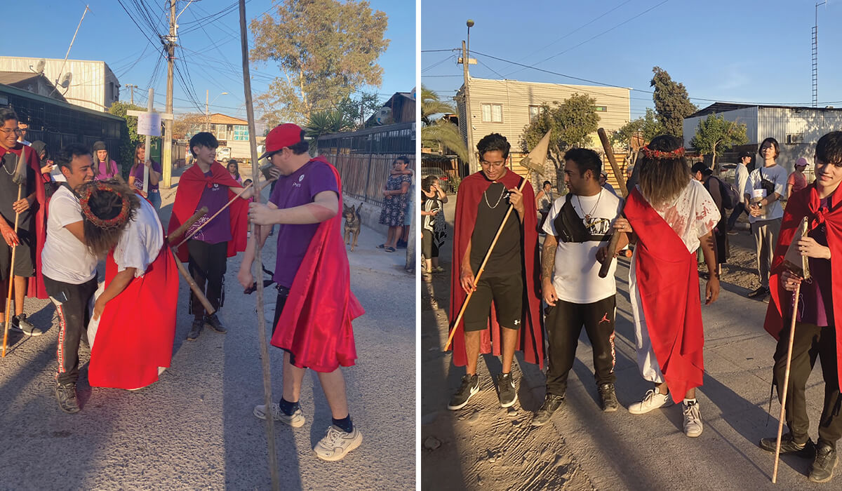 Youth dramatise the Stations of the Cross through the streets of the Parish. - Photo: Fr Dan Harding