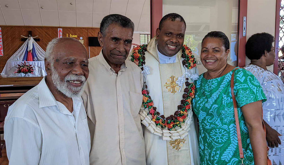 Columban Fr Iowane Naio celebrating his ordination with the parishioners. - Photos: St Columbans Mission Society