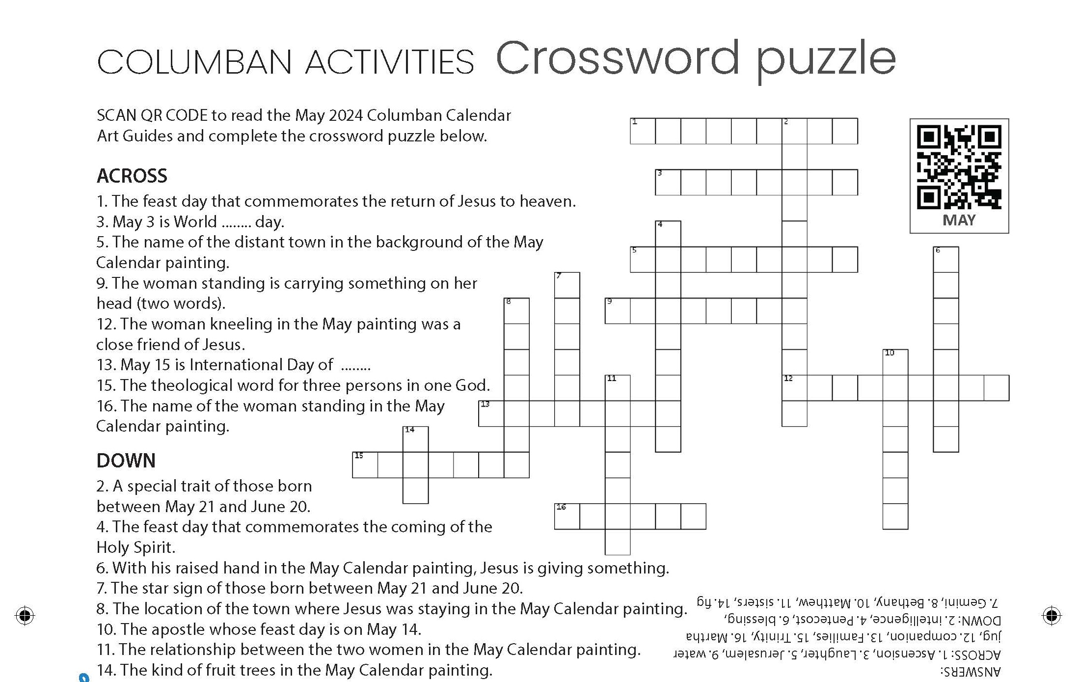 Columban Activities - Crossword Puzzle
