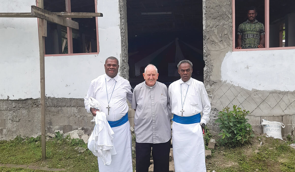 Columban Fr Donal McIlraith (centre) with the catechists after Mass. Photo: Fr Donal McIlraith SSC