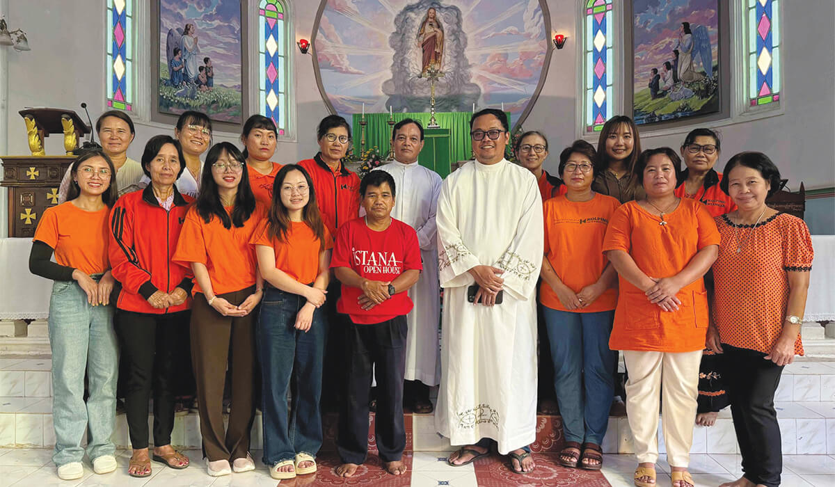 Columban Fr Kurt Zion Pala with parishioners in Myanmar, 2025. - Photo: Fr Kurt Zion Pala