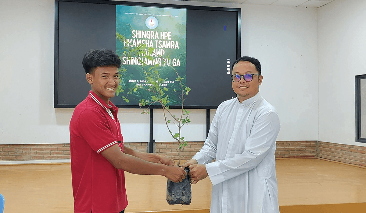 Columban Fr Kurt Zion Pala promoting Laudato Si' at Naushawng College. - Photo: Fr Kurt Zion Pala SSC